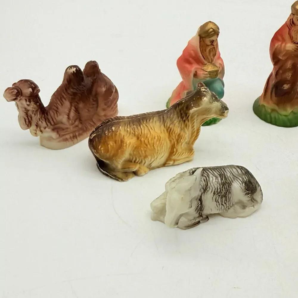 Hard Plastic Nativity Pieces Set 12 Made In Hong Kong